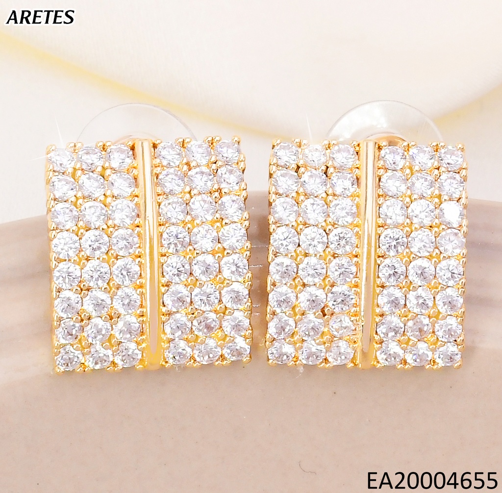 ARETES DOR CUADRO ZIRC. / LINEA LISA CENTRO N4116-484