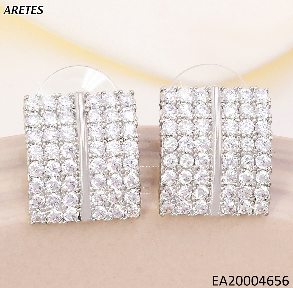 ARETES PLAT CUADRO ZIRC. / LINEA LISA CENTRO N4116-484
