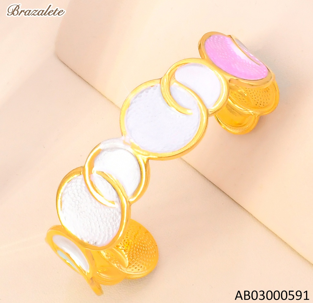 BRAZALETE DOR. CIRCULOS ENTRELAZADOS BLANCOS BA2259-45