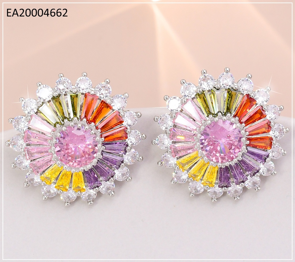 ARETES PLAT.RD ZIRC.RECTANG.COL.SURTIDOS EE4608-6