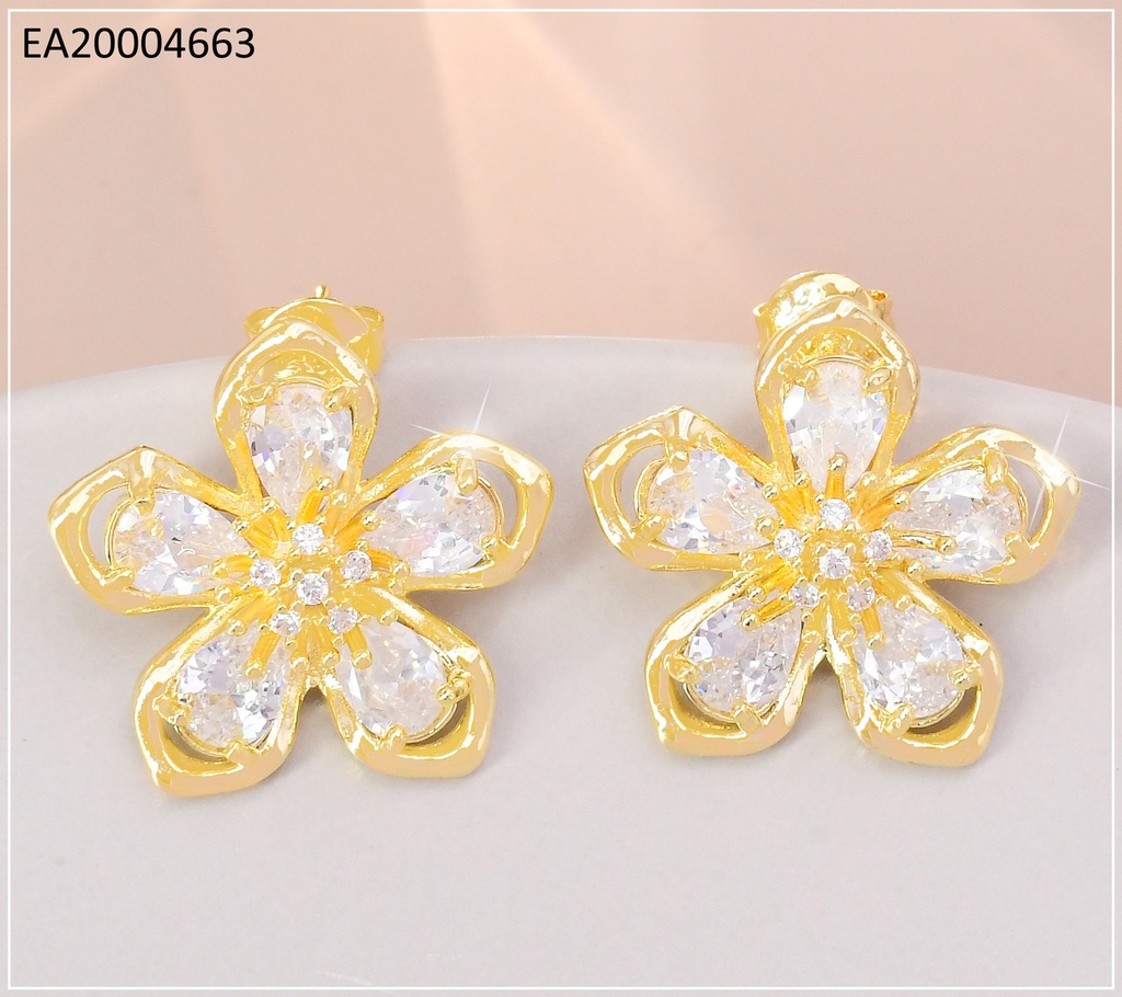 ARETES FLOR ZIRCONIAS C/BORDE DORADO EE4314-355