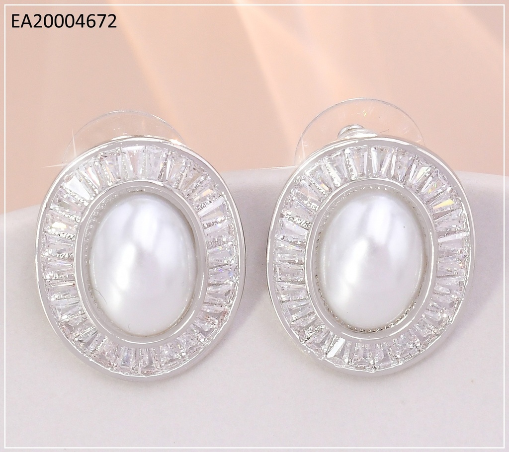 ARETES PLAT.OV.PERLA CENTRO/ZIRC.BORDES EE4651-6