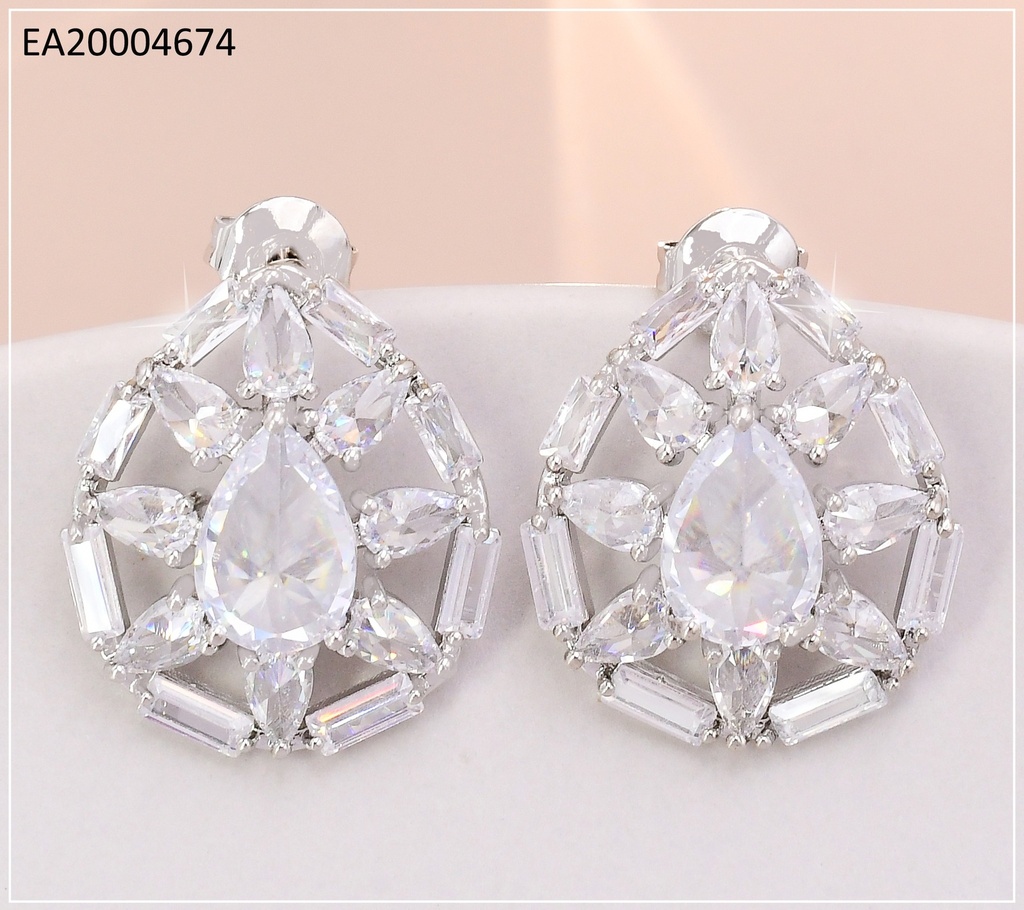 ARETES PLAT.GOTA ZIRCONIAS BORDES C/DORADO EE4333-355