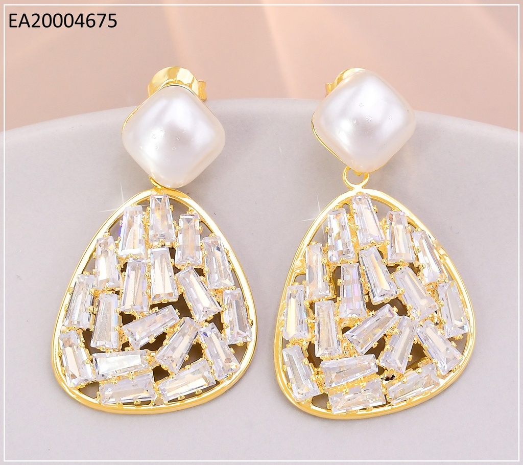 ARETES CUADRO PERLA C/OV RELLENO ZIRC.RECTANG.EE4334-355