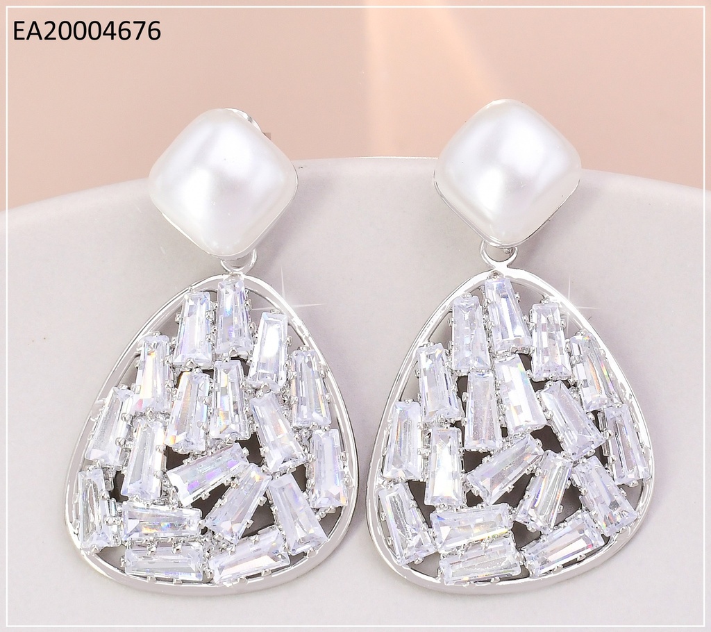 ARETES PLAT.◽ PERLA C/OV RELLENO ZIRC.RECTANG.EE4335-355