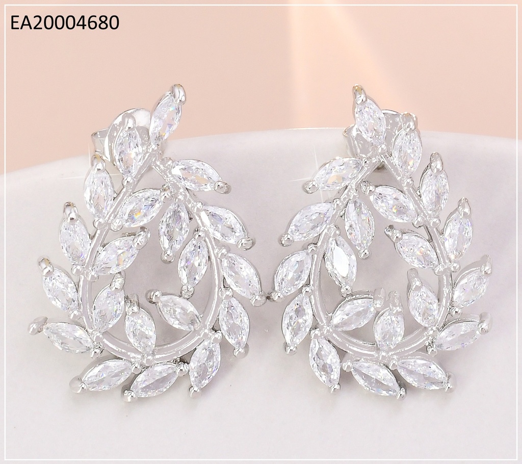ARETES PLAT.GOTA C/HOJITAS ZIRCONIAS EE4351-355