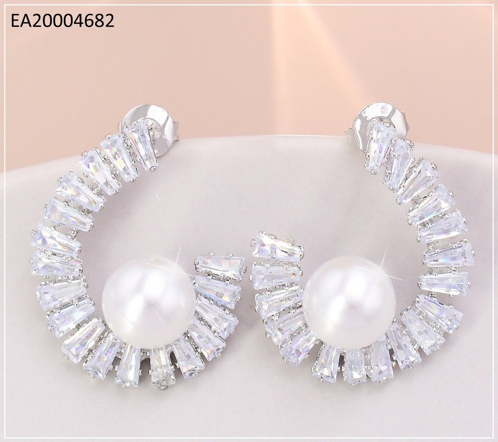 ARETES  PLAT "J" ZIRCONIAS RECTANG.C/PERLA INF.EE4341-355
