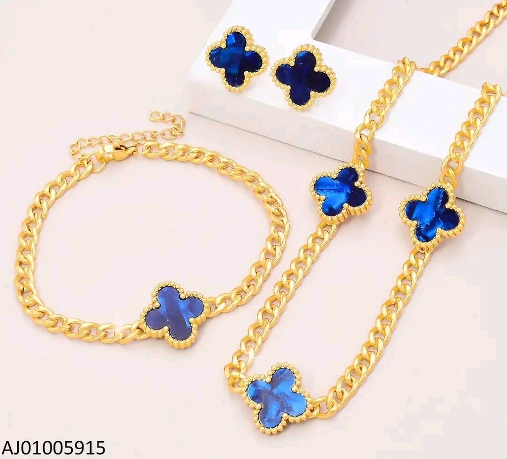 SET VAN CLEEF AZUL MARTILLADA C/PULSERA 9806-680