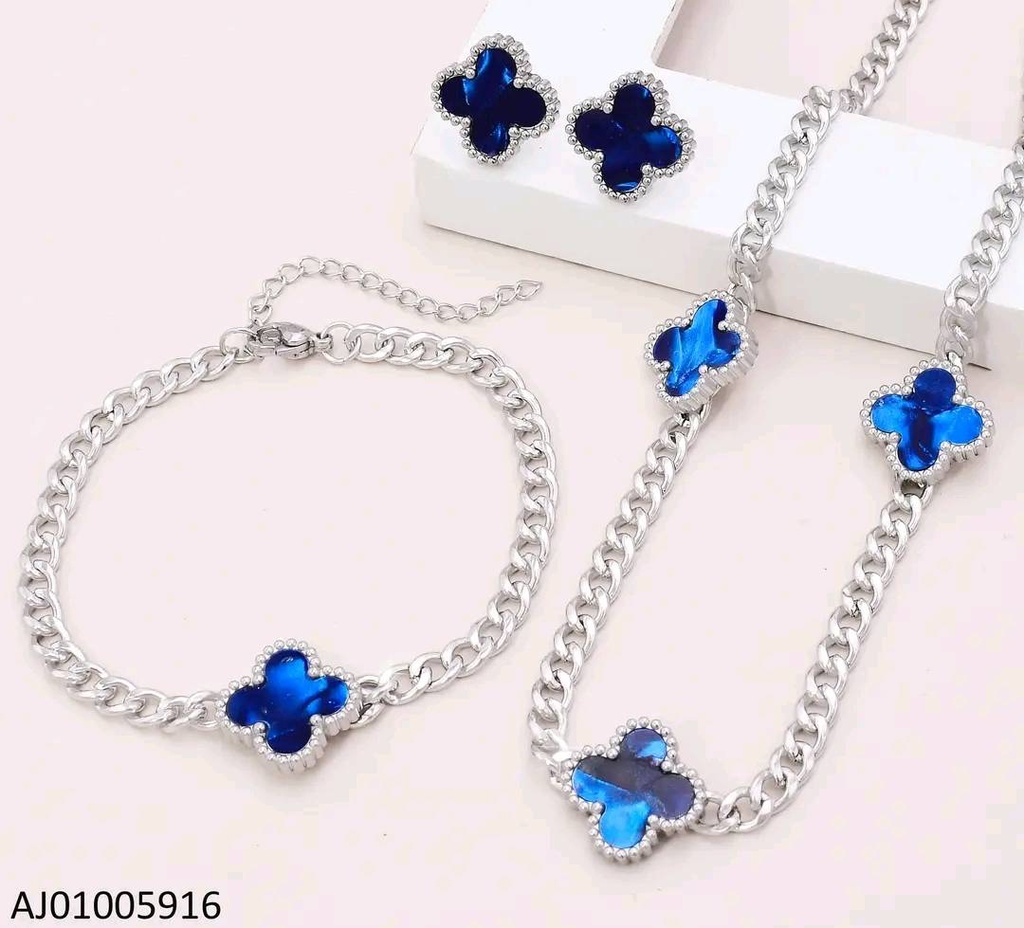 SET VAN CLEEF PLAT.AZUL MARTILLADA C/PULSERA 0017328-680