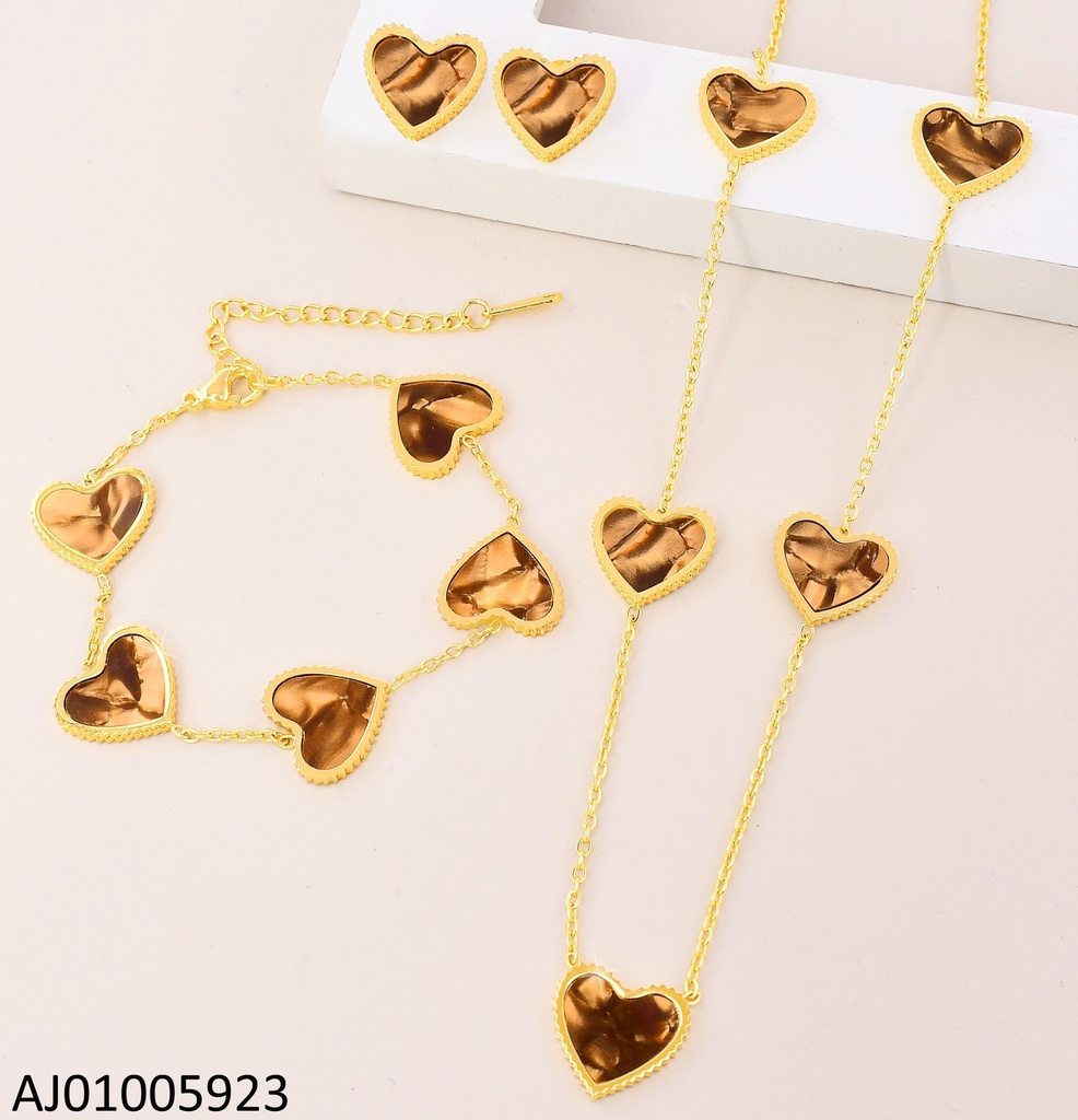 SET 5 CORAZONES CAFES C/PULSERA 9815-680