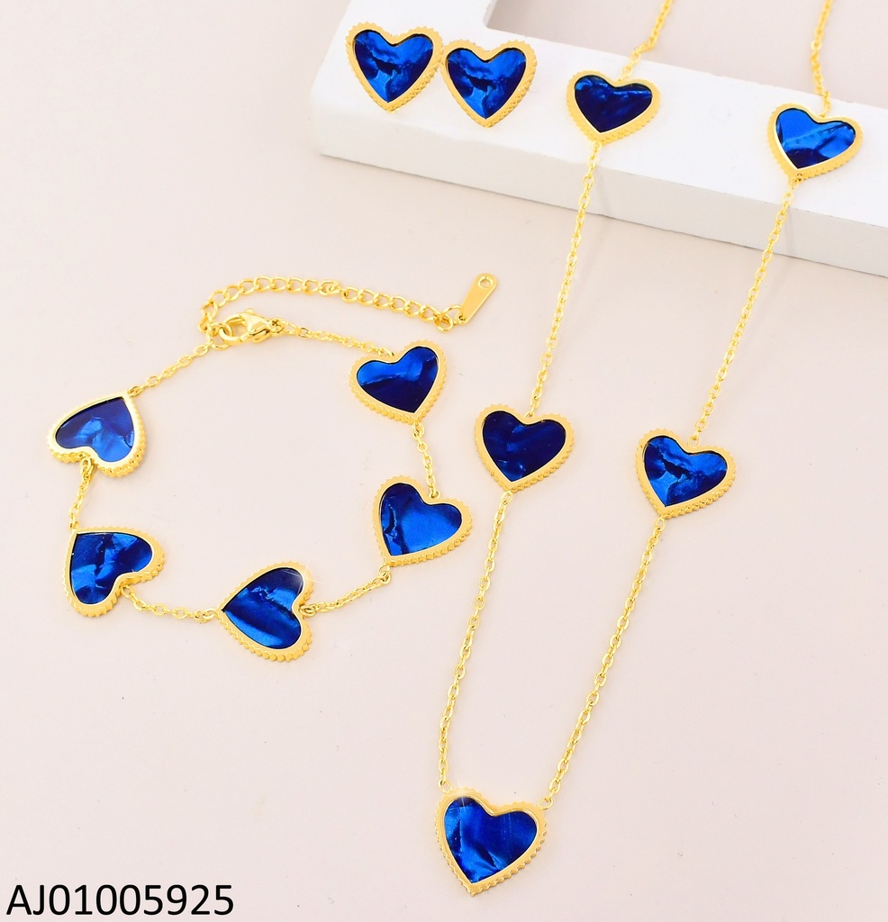 SET 5 CORAZONES AZULES C/PULSERA 9816-680
