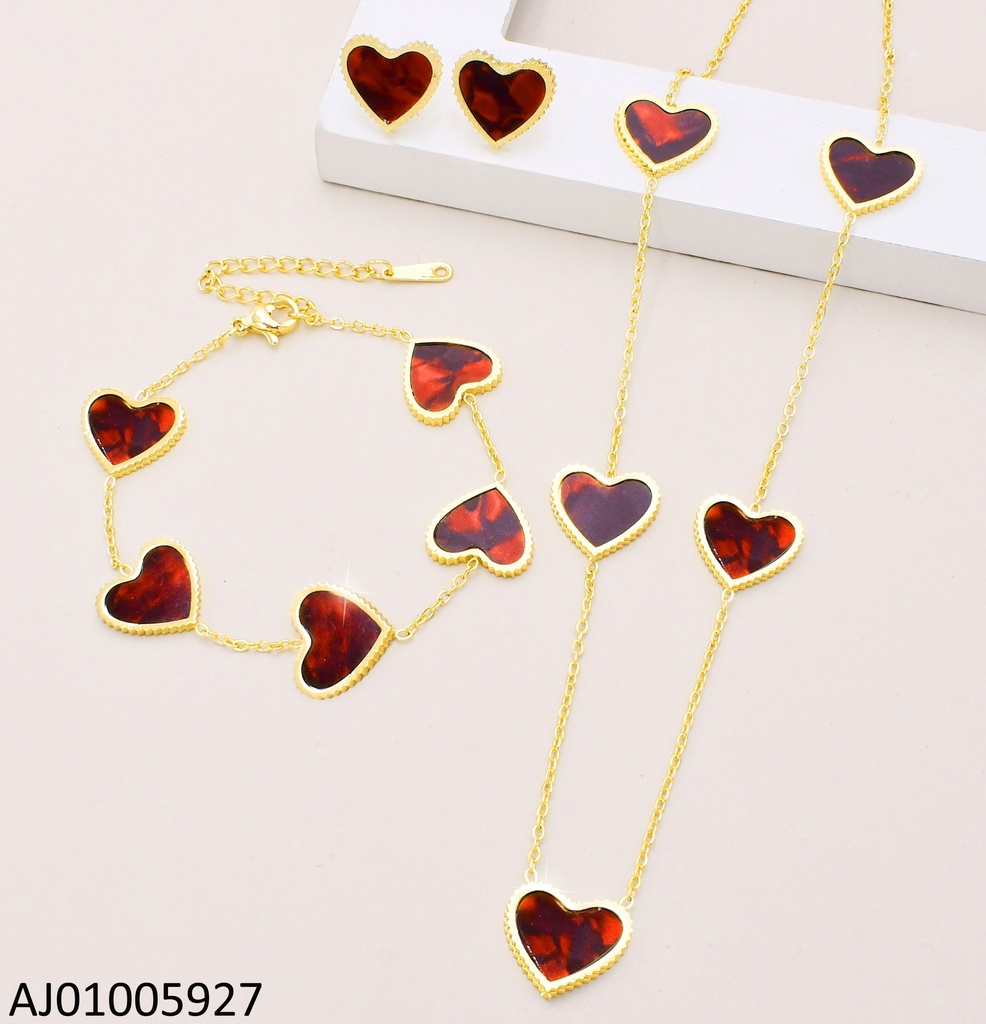 SET 5 CORAZONES ROJO VINO C/PULSERA 9817-680