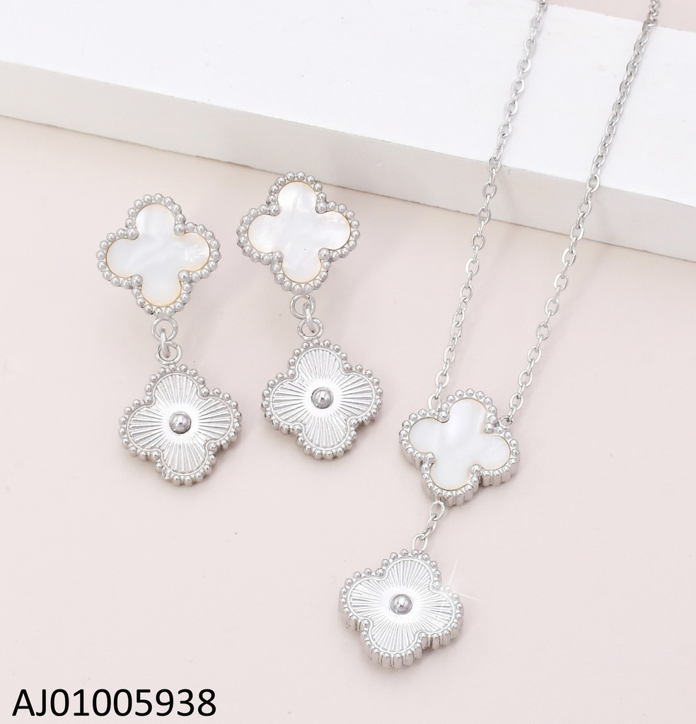 SET PLAT VAN CLEEF DOBLE  BLANCO / PLATEADO 7341-488