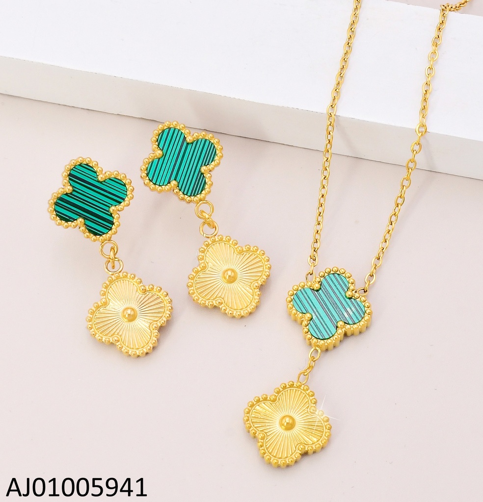 SET DOR VAN CLEEF DOBLE VERDE/ DORADO 0550-488