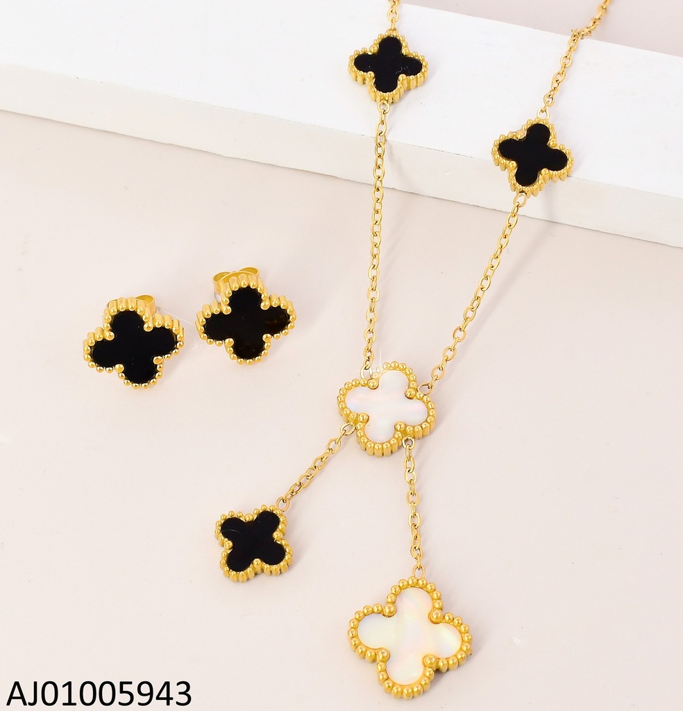 SET DOR VAN CLEEF BLANCO & NEGRO  C/ COLGANTES 0461-696