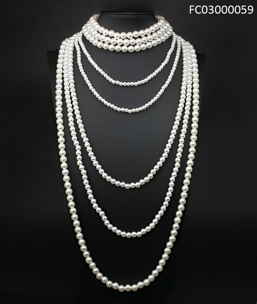 COLLAR PERLAS 4 LINEAS MD/1 LINEA LARGA CE403-338