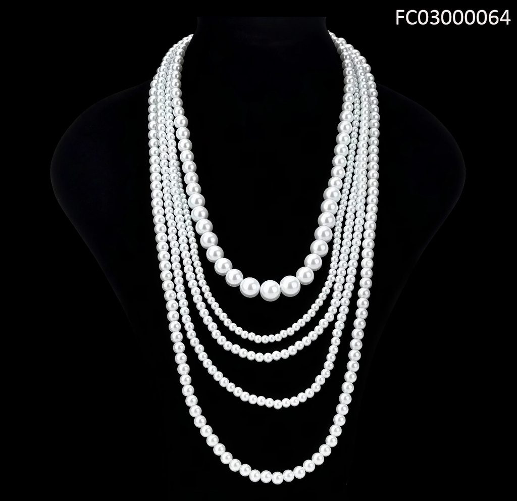 COLLAR PERLITAS 5 LINEAS CE408-338