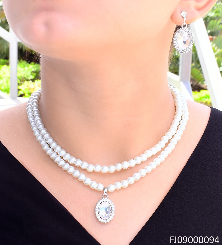 SET ZIRC.RD C/COLLAR DOBLE PERLAS SE1135-298