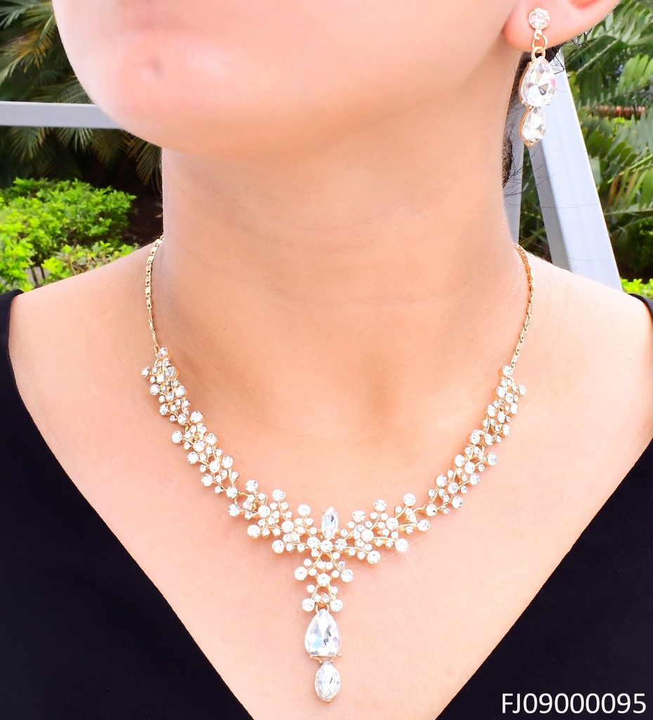 SET GOTAS ZIRC.COLLAR CON DETALLES RAMITAS SE1179-83