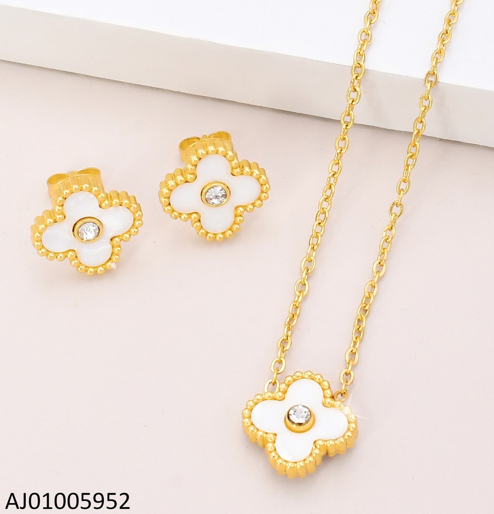 SET DORADO VAN CLEEF BLANCO ZIRC.CENTRO 10057-312