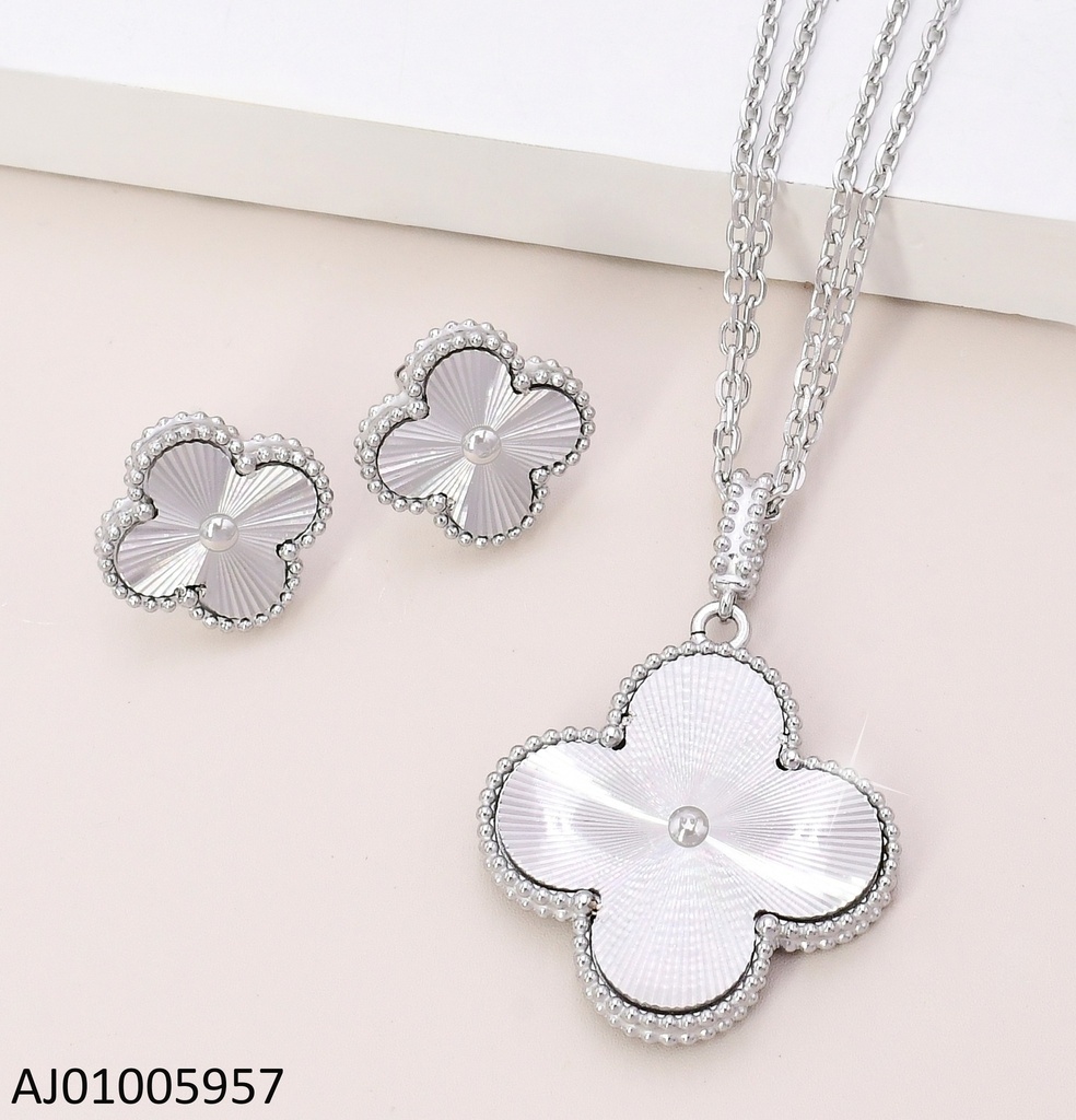 SET PLAT.VAN CLEEF LISO C/PUNTO CENTRO DOBLE CAD DIJE GR. 0017364