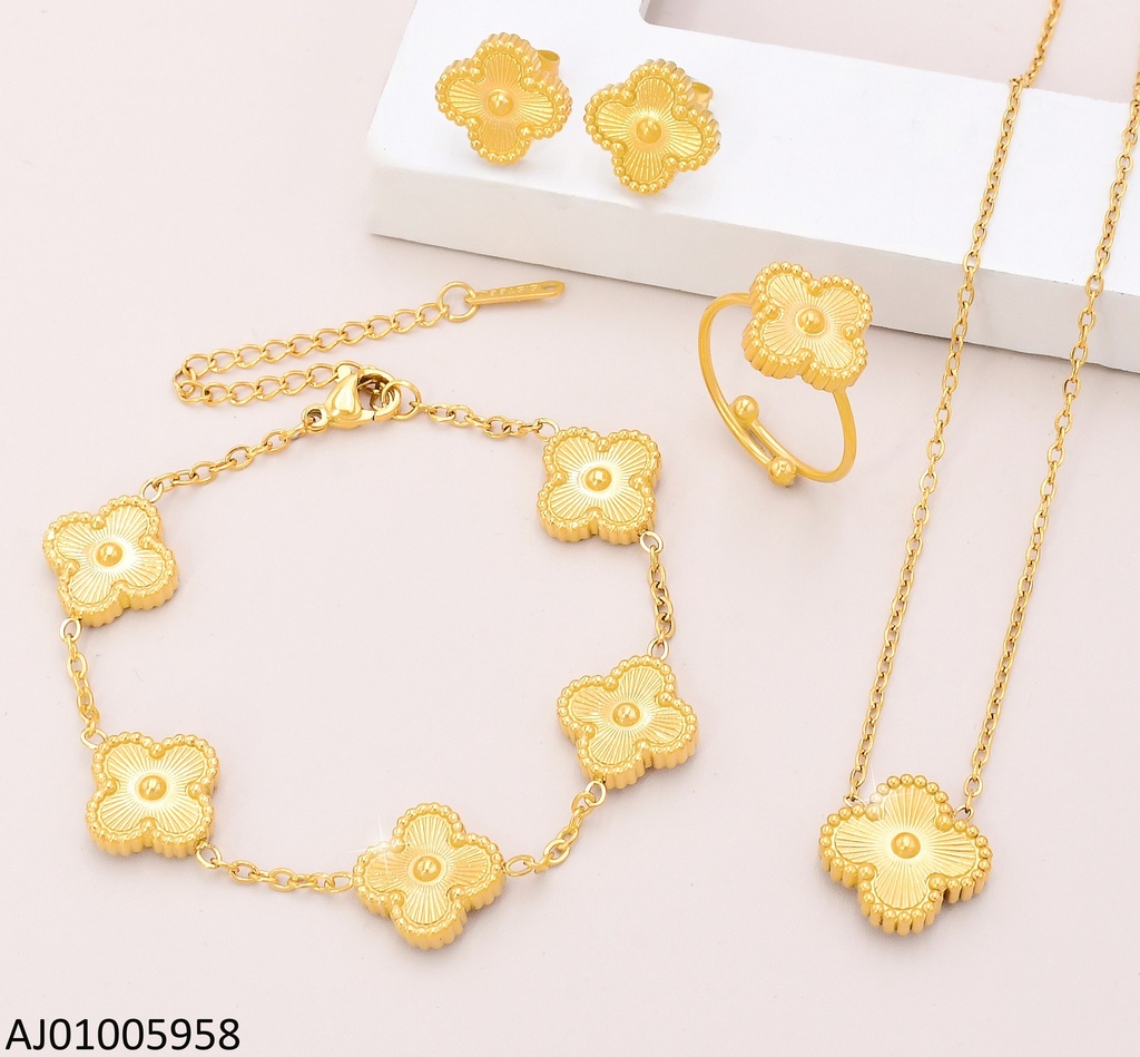 SET VAN CLEEF DORADO C/PULSERA-ANILLO AJUST.0017180
