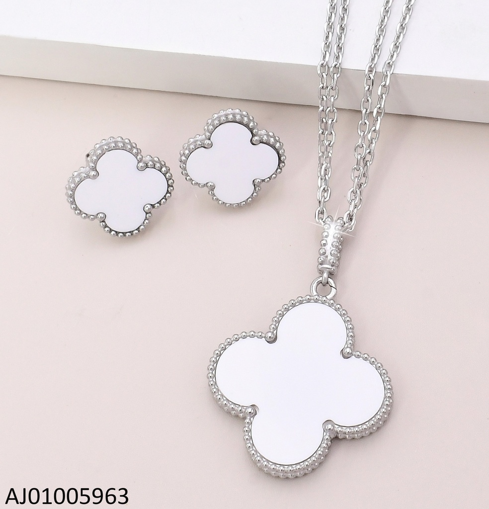 SET VAN CLEEF PLAT.BLANCO DOBLE CAD.DIJE GR 17348-669