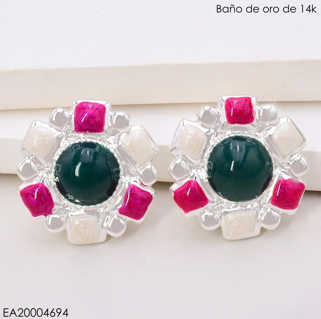 ARETES PLAT.RD COL.MORADO/BLANCO/VERDE (X)