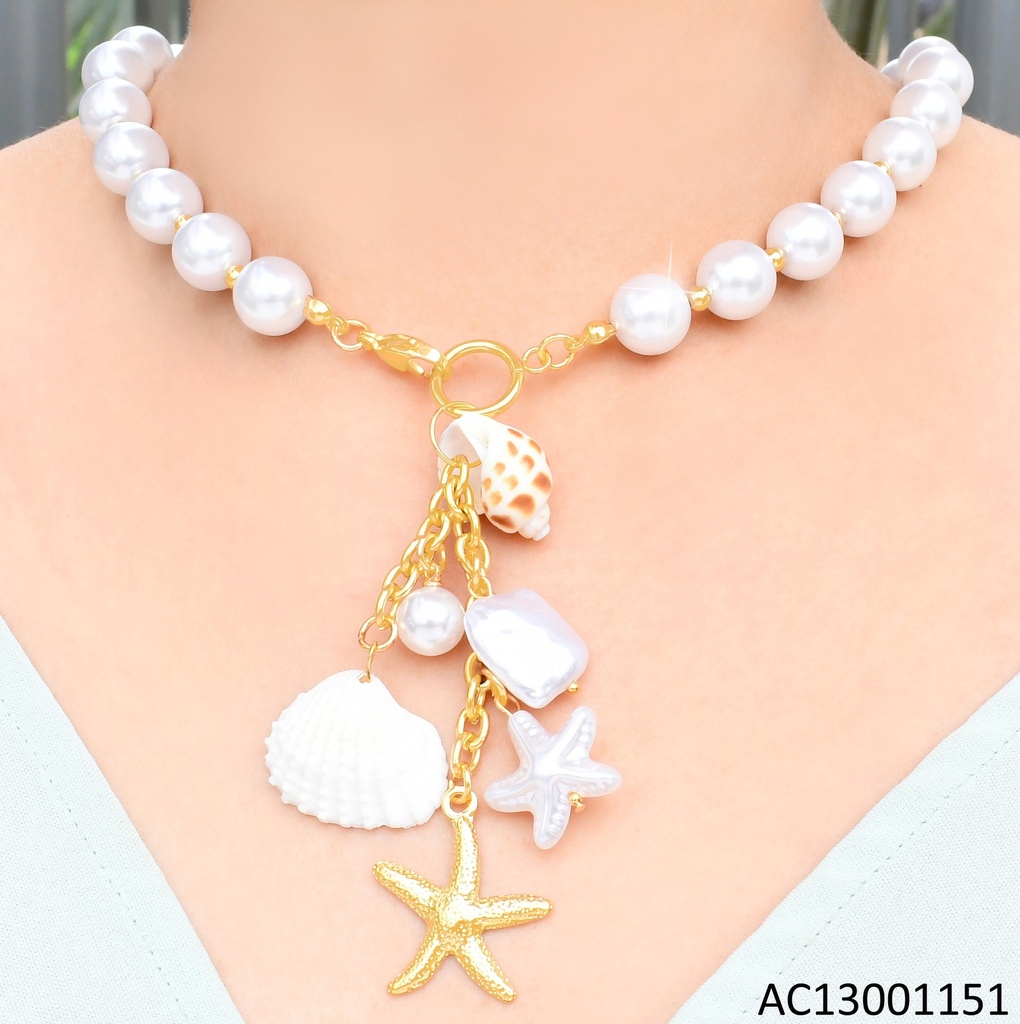 CADENA DOR PERLA DIJES OSTRA/PERLA/CONCHA EM. CA426-45