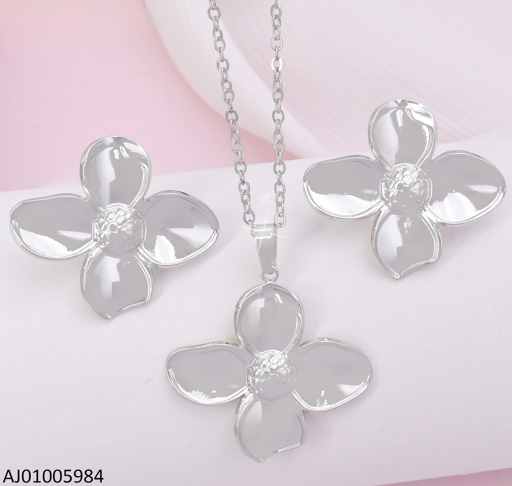 SET PLAT.FLOR 4 PETALOS CENTRO PUNTEADO 17298-312