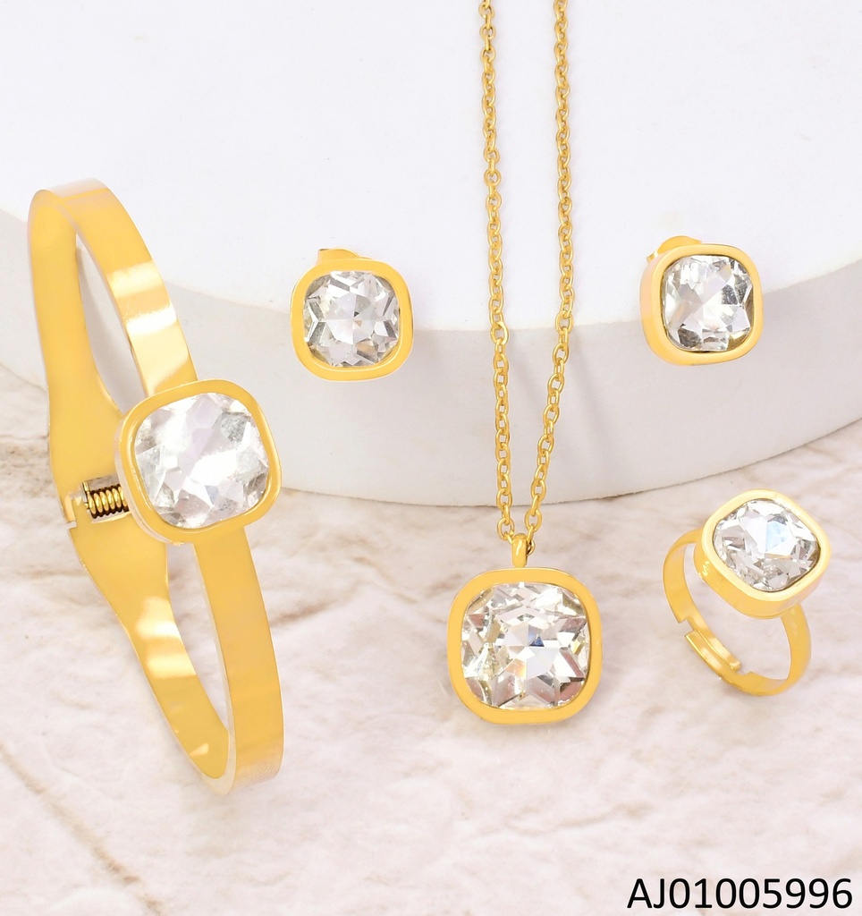 SET CURADO ZIRC.BORDE DOR/C BRAZALETE-ANILLO AJUST.10540-488