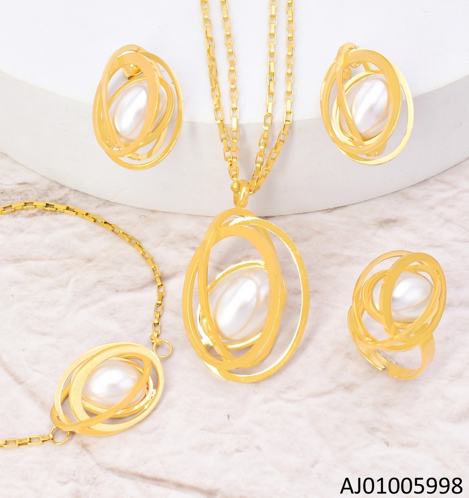 SET 3 OV ENLAZADOS PERLA ADENTRO C/ANILLO 10108-371