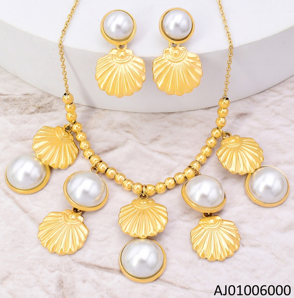 SET MEDIA PERLA C/OSTRA COLGANTE 10662-666