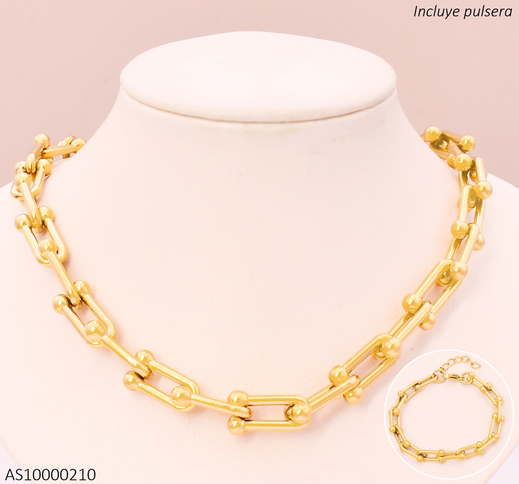 SET CADENA-PULSERAS ESLAB.C/PELOTITAS 17149-452
