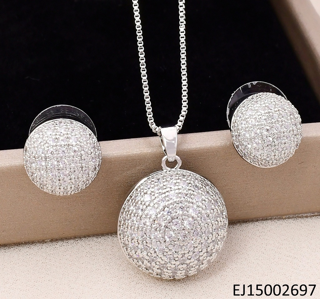 SET PLAT.RD ZIRCONIAS,DIJE DOBLE CARA SE1209-6