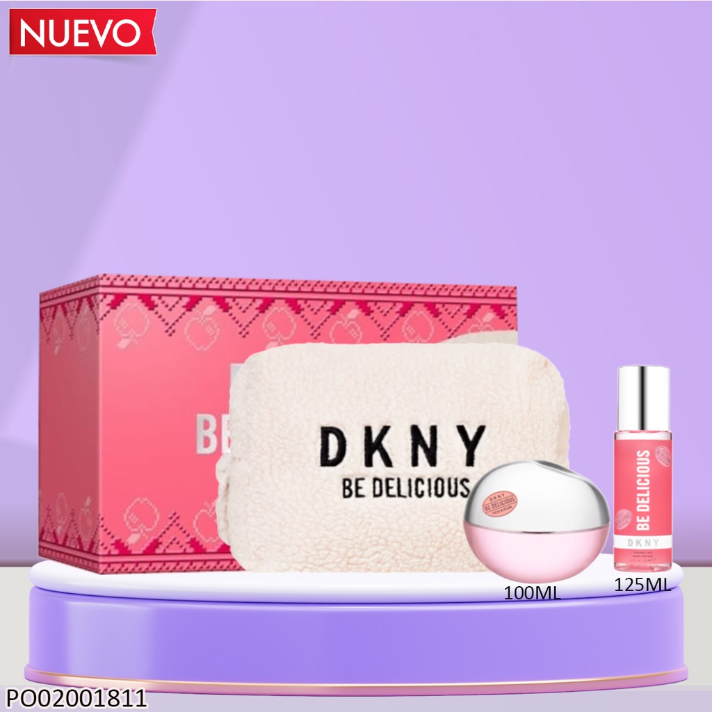 SET DKNY BE DELICIOUS FRESH BLOSOSOM WOMEN 3 PCS 100ML 125ML COSMETIQUERA EDP