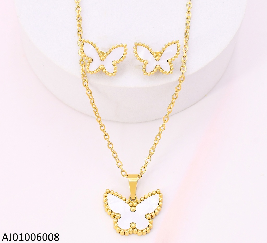 SET DORADO MARIPOSA BLANCA 0068-312 VAN CLEFF