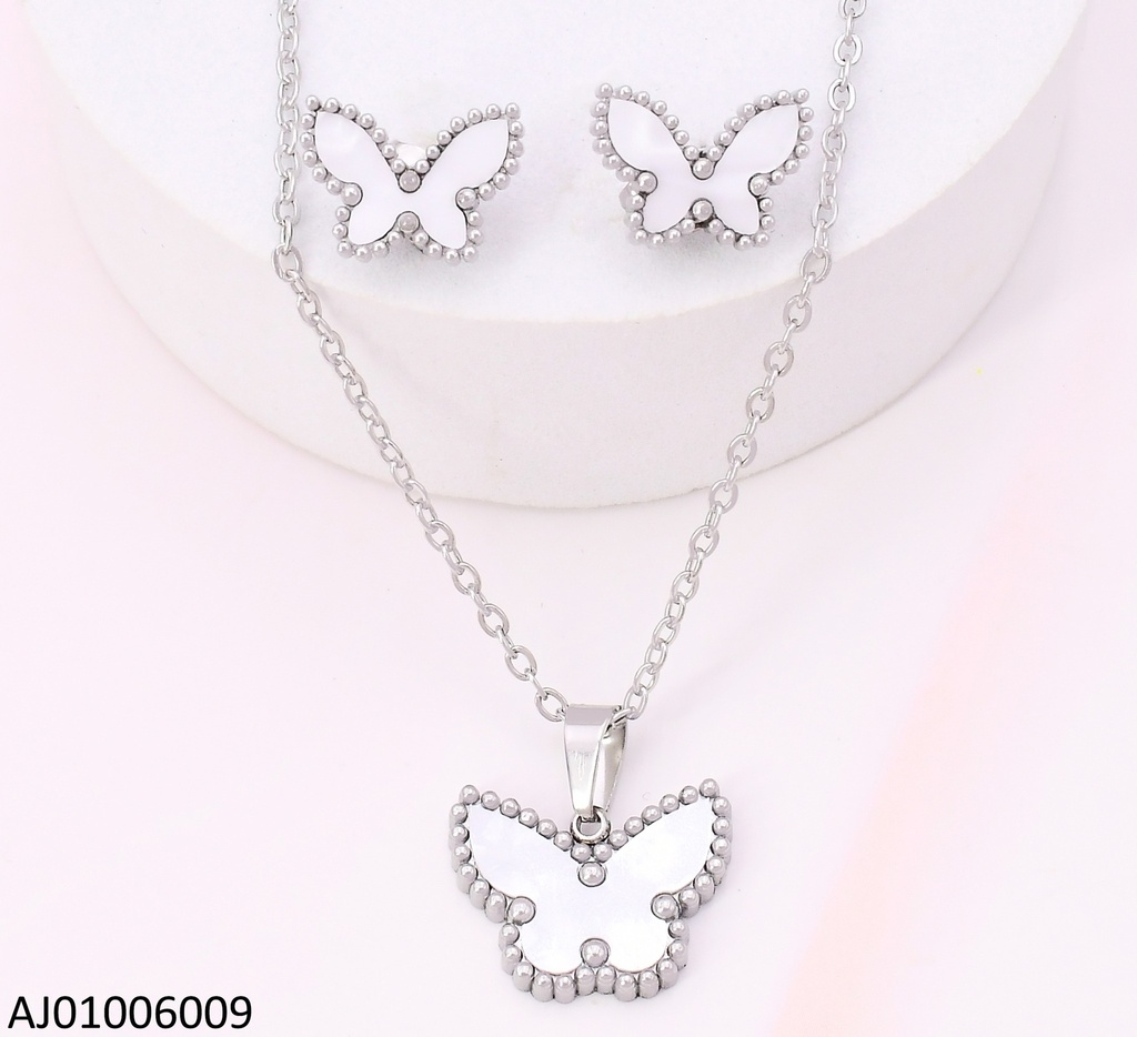 SET PLATEADO MARIPOSA BLANCA 7306-312 VAN CLEFF