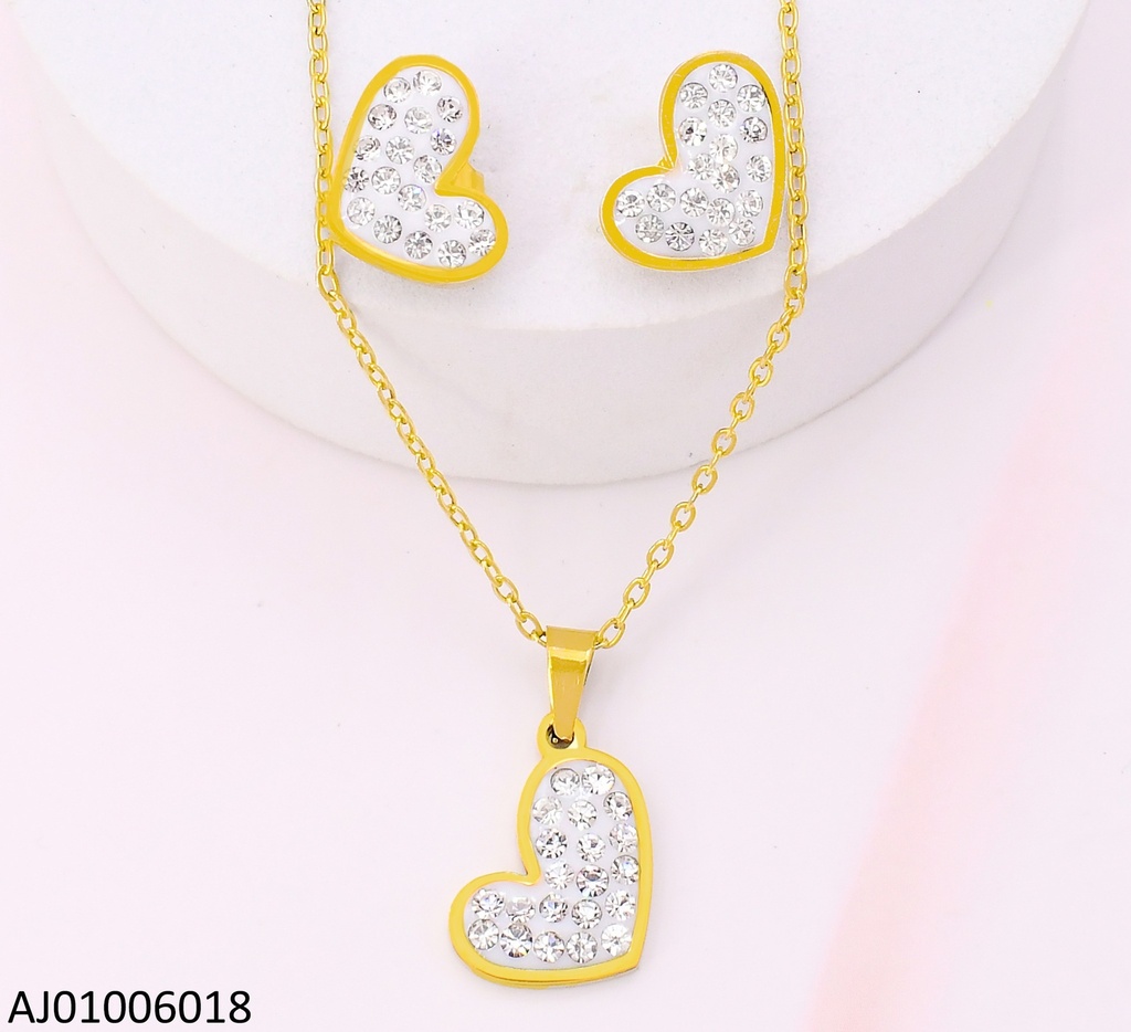 SET DORADO CORAZON ZIRCONIAS 0268-731