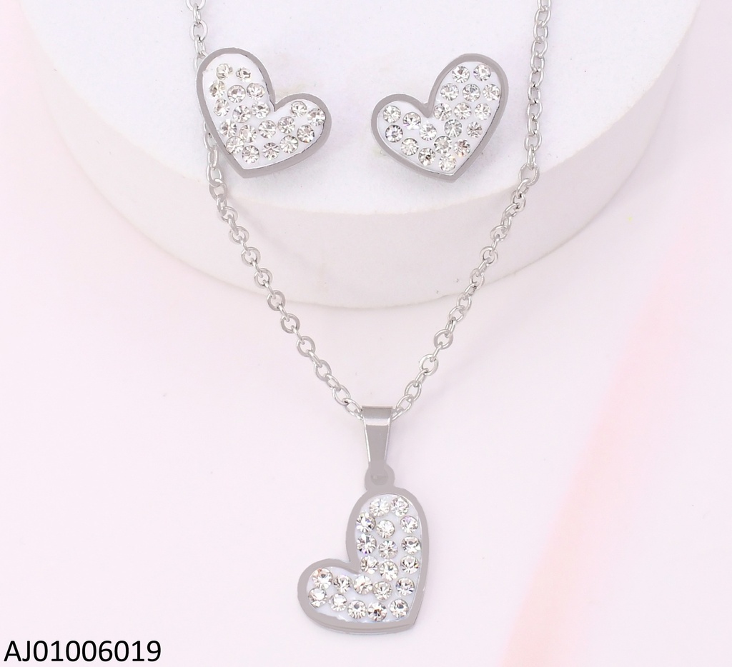 SET PLATEADO CORAZON ZIRCONIAS 7296-731