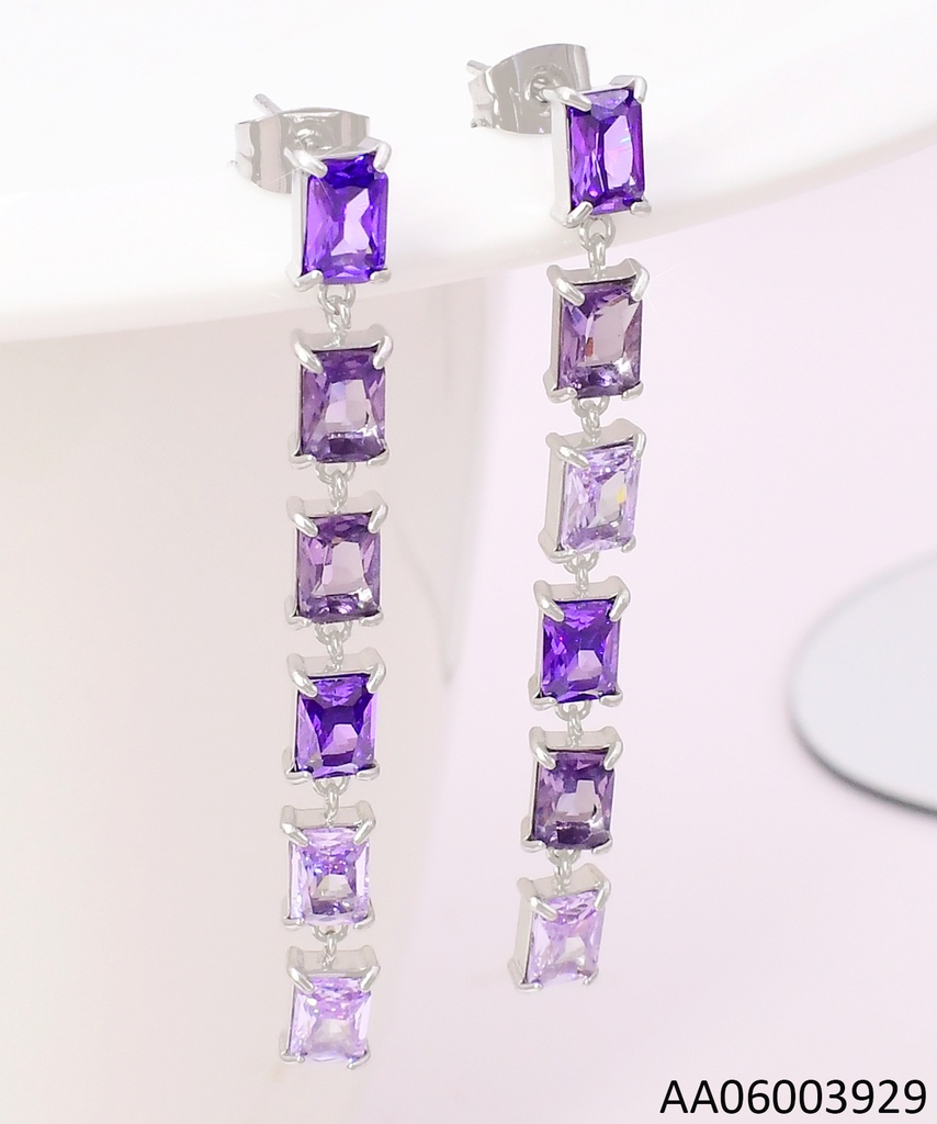 ARETES PLAT ZIRC LILA RECT. KE111519