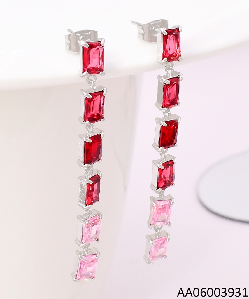 ARETES PLAT ZIRC FUCSIA/ROSA KE111520