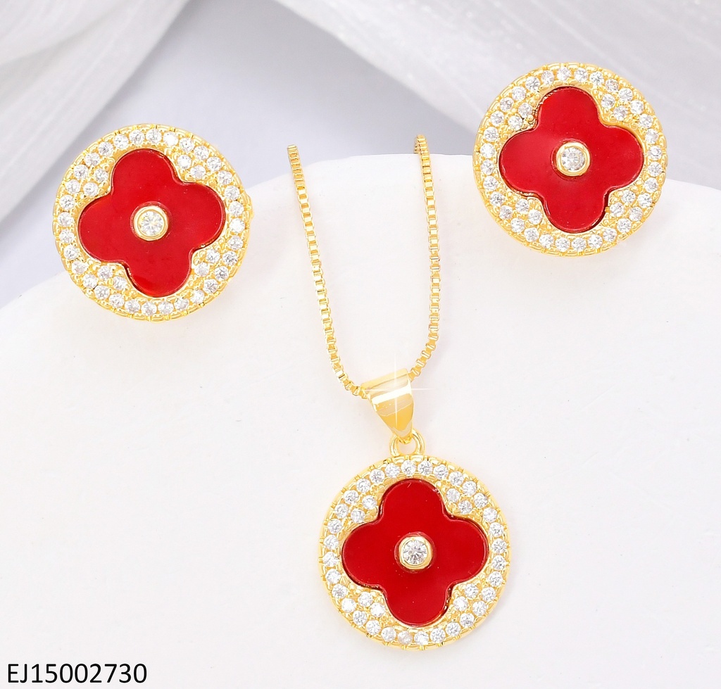 SET VAN CLEEF ROJO BORDES ZIRCONIAS BORDE/CENTRO SE1078-9