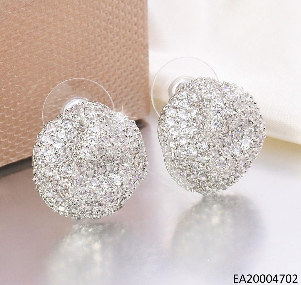 ARETES TRENDY PLAT.PELOTA ZIRCONIAS ABOLLADA EE4653-6
