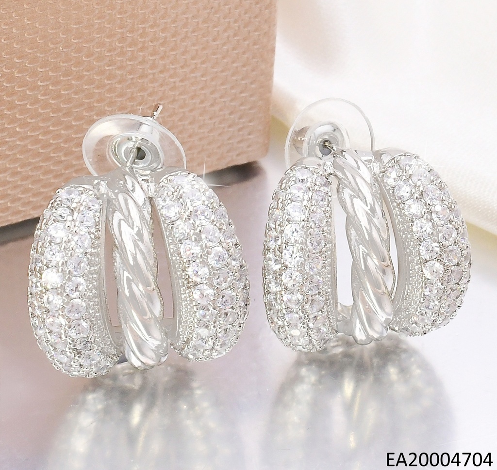 ARETES TRENDY PLAT."CCC" ZIRC./TORNEADO/ZIRC.EE4705-6