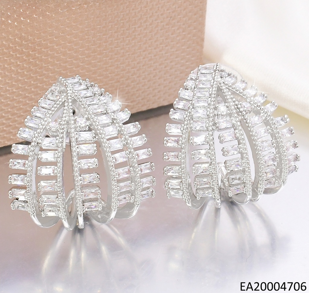 ARETES TRENDY PLAT.5 LINEAS VERT. CURVAS DE ZIRCONIAS EE4711-6