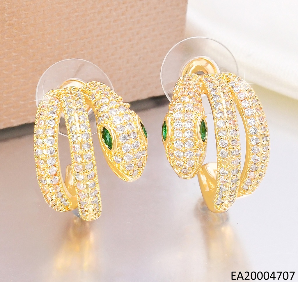 ARETES TRENDY SERPIENTE ZIRCONIAS OJOS VERDES EE4650-6