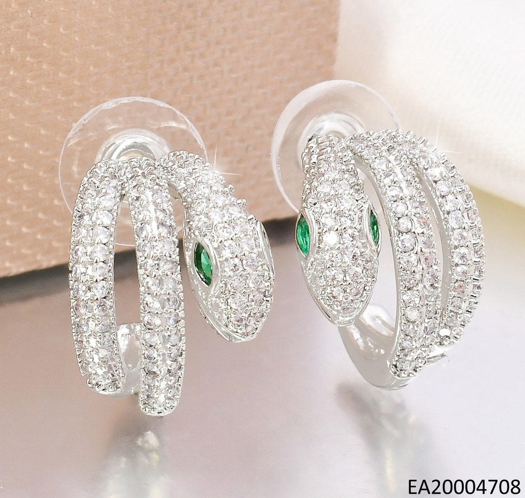 ARETES TRENDY PLAT.SERPIENTE ZIRCONIAS OJOS VERDES EE4650-6