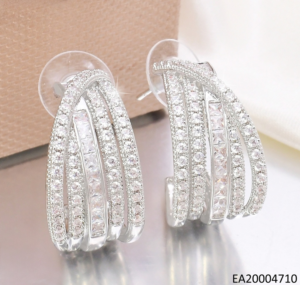 ARETES TRENDY PLAT."CCCC" ZIRC.C/1 LINEA SUPERPUESTA EE4713-6