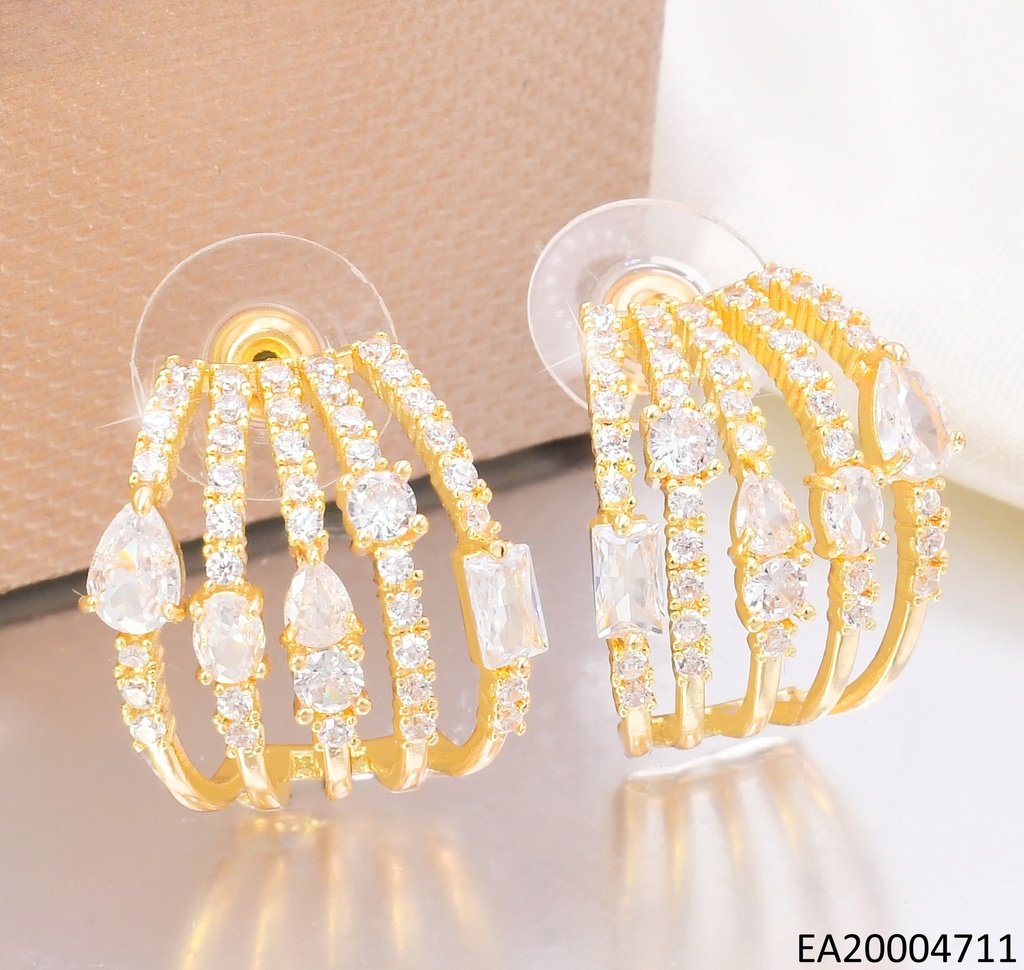 ARETES TRENDY "CCCCC" DORADOS-ZIRCONIAS EE4402-6